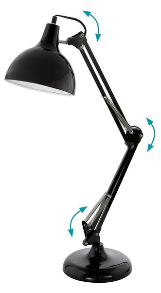 Lampada Da Tavolo Minimal Borgillio Acciaio Nero 1 Luce E27