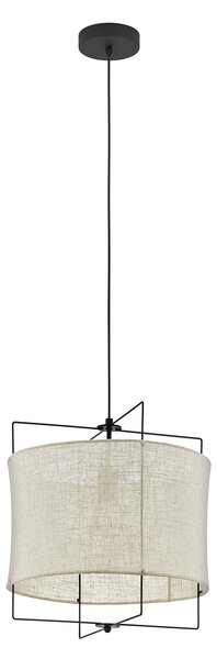 Lampadario A Sospensione Vintage Bridekirk Acciaio Nero Lino 1 Luce E27