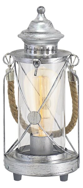 Lampada Da Tavolo Vintage Bradford Acciaio Argento Argento Antico 1 Luce E27