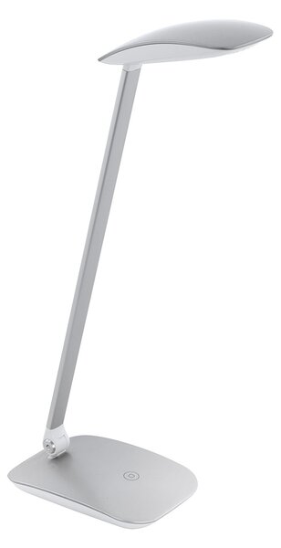 Lampada Da Tavolo Minimal Cajero Policarbonato Argento Luce Led Integrato 4,8W