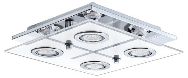 Plafoniera Moderna Cabo Acciaio Cromo 4 Luci Gu10 2,8W