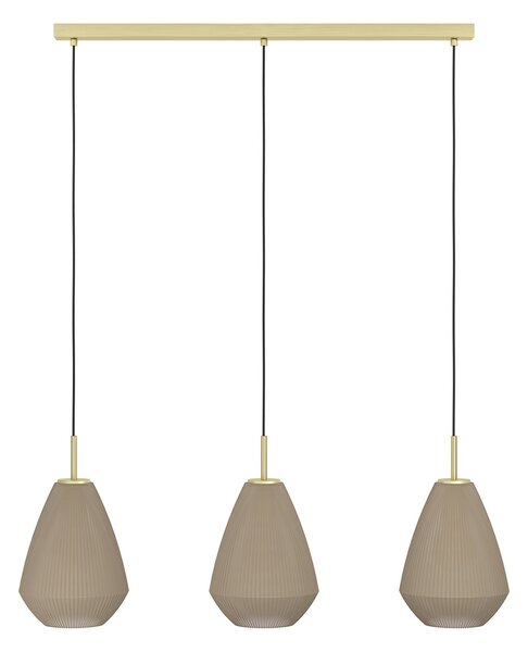 Lampadario A Sospensione Moderno Caprarola Acciaio Ottone Spazzolato 3 Luci E27
