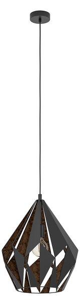 Lampadario A Sospensione Vintage Carlton 1 Grande Acciaio Nero Rame 1 Luce E27