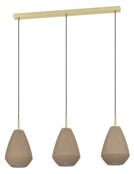 Lampadario A Sospensione Moderno Caprarola Acciaio Ottone Spazzolato 3 Luci E27