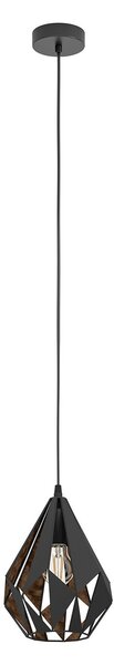 Lampadario A Sospensione Vintage Carlton 1 Piccolo Acciaio Nero Rame 1 Luce E27