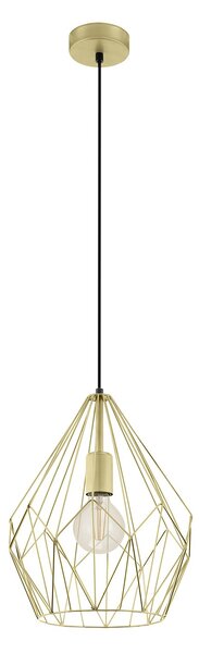 Lampadario A Sospensione Vintage Carlton Acciaio Oro 1 Luce E27 D31