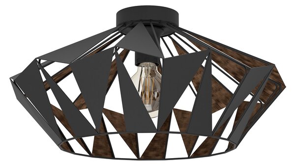 Plafoniera Vintage Carlton 6 Acciaio Nero 1 Luce E27