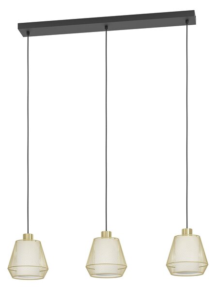 Lampadario A Sospensione Moderno Ciudadela Acciaio Nero Ottone 3 Luci E27
