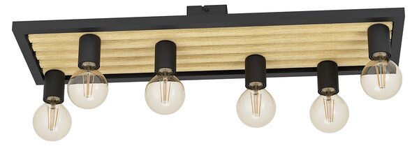 Plafoniera Vintage Consett Acciaio Nero 6 Luci E27