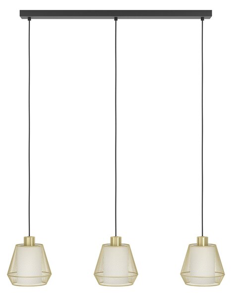 Lampadario A Sospensione Moderno Ciudadela Acciaio Nero Ottone 3 Luci E27