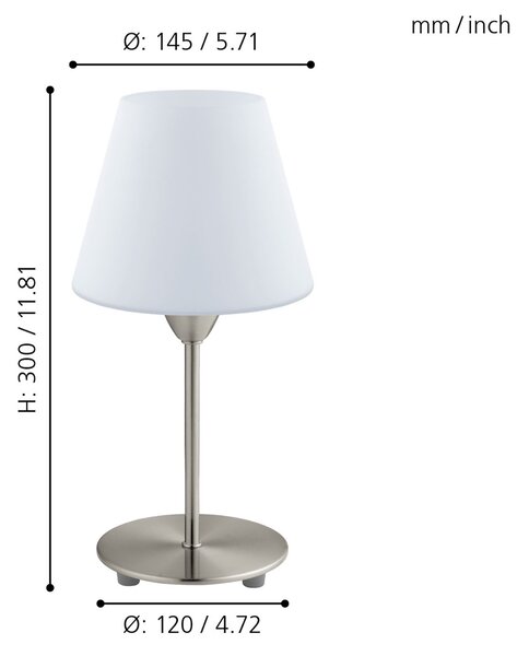 Lampada Da Tavolo Moderna Damasco 1 Acciaio Nichel Satinato 1 Luce E14