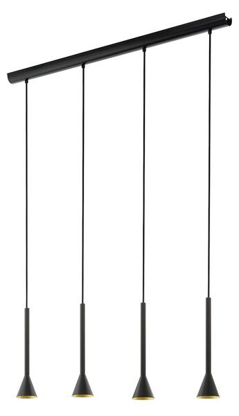 Lampadario Contemporaneo Cortaderas Acciaio Nero Oro 4 Luci Gu10 4,8W