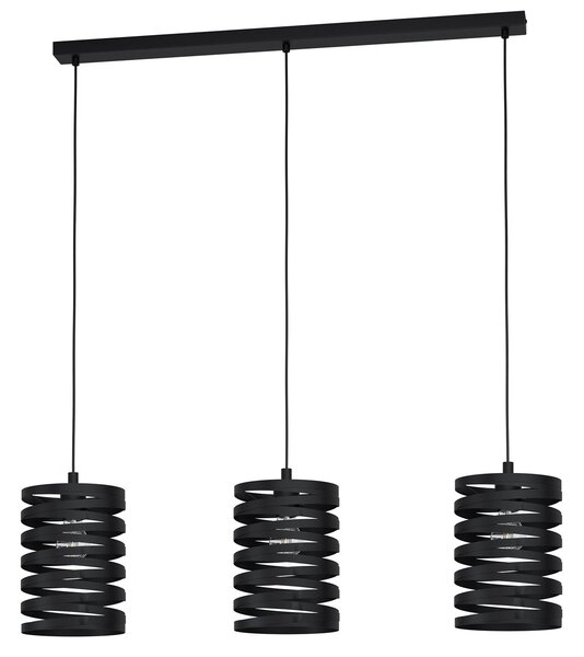Lampadario A Sospensione Contemporaneo Cremella Acciaio Nero 3 Luci E27