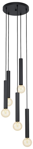 Lampadario A Sospensione Contemporaneo Cortenova Acciaio Nero 5 Luci E27