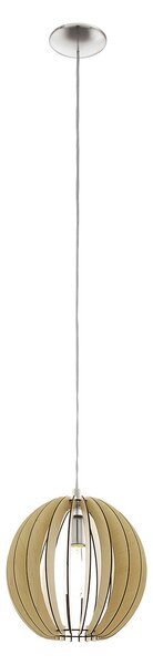 Sospensione Contemporanea Cossano Acciaio Nichel Legno 1 Luce E27