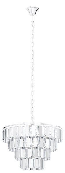 Lampadario A Sospensione Moderno Erseka Acciaio Cromo Cristallo 7 Luci E14