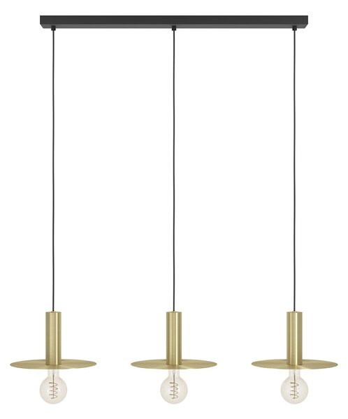 Lampadario A Sospensione Moderno Escandell Acciaio Nero Ottone 3 Luci E27