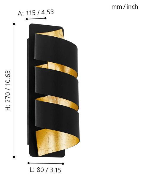Applique Moderna Elizondo Acciaio Nero 1 Luce E14