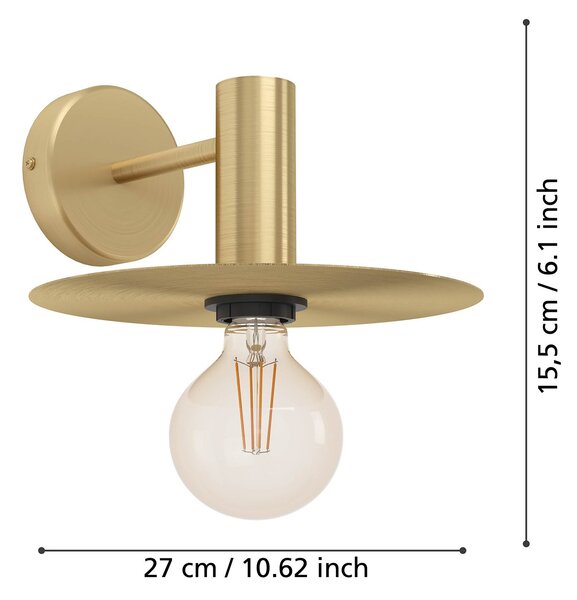Applique Moderna Escandell Acciaio Ottone Spazzolato 1 Luce E27