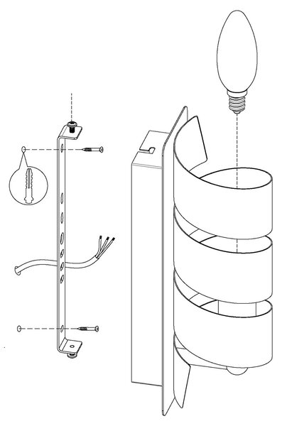 Applique Moderna Elizondo Acciaio Nero 1 Luce E14