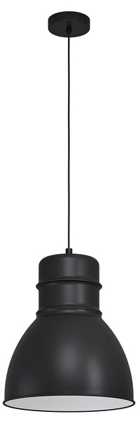 Lampadario A Sospensione Vintage Ebury Acciaio Nero Bianco 1 Luce E27