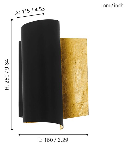 Applique Moderna Falicetto Acciaio Nero 1 Luce E27