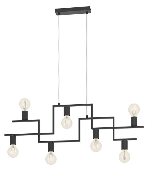 Lampadario A Sospensione Vintage Fembard Acciaio Nero 7 Luci E27