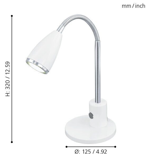 Lampada Da Tavolo Contemporanea Fox Acciaio Bianco 1 Luce Gu10 2,8W
