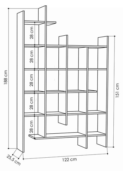 Libreria colore naturale in rovere 122x188 cm Manco - Kalune Design
