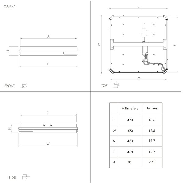 Plafoniera Moderna Genovese-Z Alluminio Nero Luce Led Integrato 22W