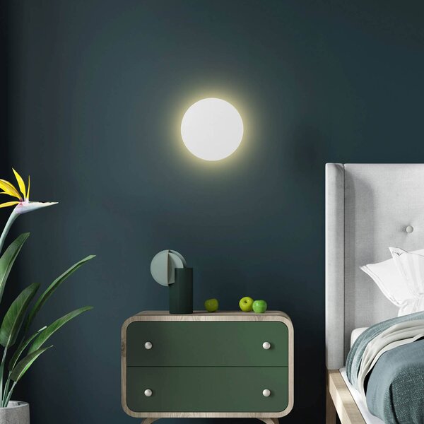 Applique da parete Lunia New TK Lighting, dimmerabile, Bianco / Opale, Soggiorno / Sala da pranzo, Metallo, Applique
