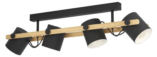 Plafoniera Vintage Hornwood Acciaio Nero 4 Luci E27