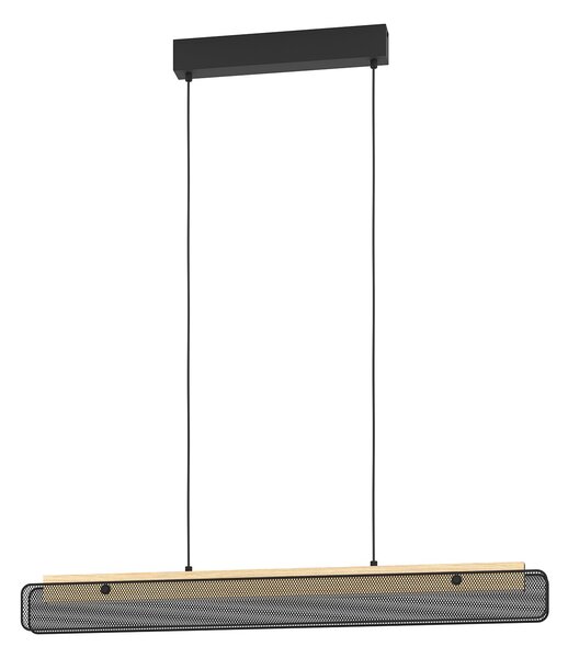 Sospensione Contemporanea Kokomo-Z Metallo Nero Legno 1 Luce Led 34W