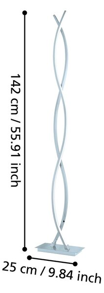 Piantana Moderna Lasana 2 Acciaio Cromo Luce Led Integrato 36W