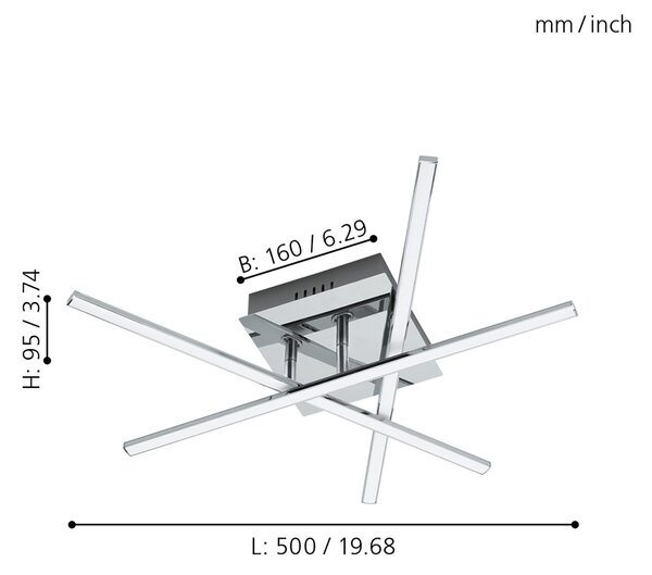 Plafoniera Moderna Lasana 1 Acciaio Cromo 3 Luci Led Integrato 3,5W