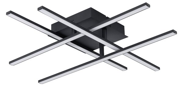 Plafoniera Moderna Lasana 3 Acciaio Nero 4 Luci Led Integrato 5,3W
