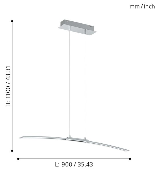 Lampadario A Sospensione Moderno Lasana Alluminio Cromo 1 Luce Led 30W 3500Lm