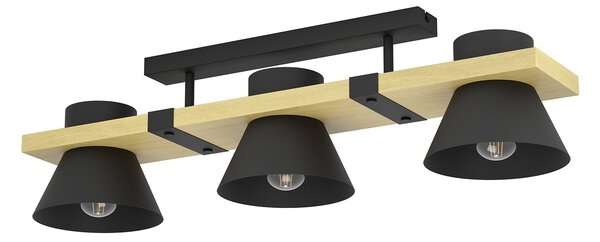 Plafoniera Vintage Maccles Acciaio Nero 3 Luci E27