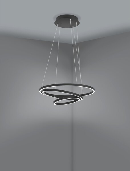 Lampadario A Sospensione Moderno Lobinero-Z Alluminio Nero 1 Luce Led 43,2W