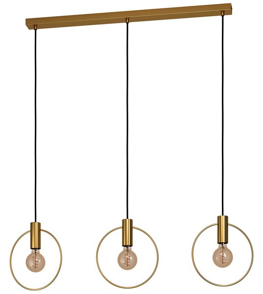 Lampadario A Sospensione Contemporaneo Manizales Acciaio Ottone 3 Luci E27