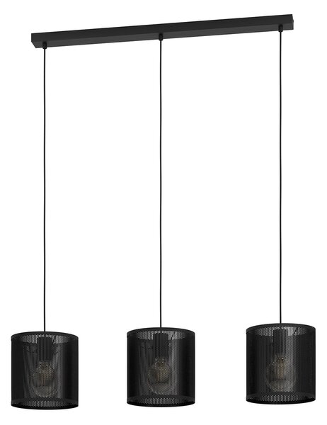 Lampadario A Sospensione Vintage Manby Acciaio Nero 3 Luci E27