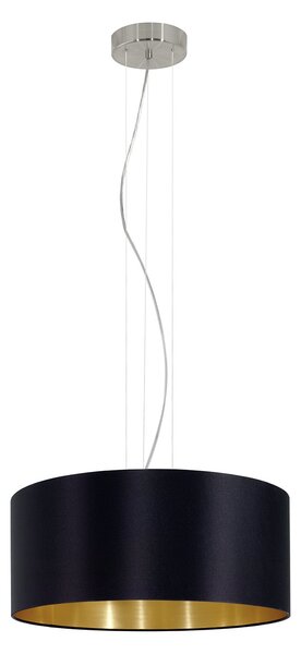 Lampadario A Sospensione Contemporaneo Maserlo Acciaio Nichel Nero 3 Luci E27