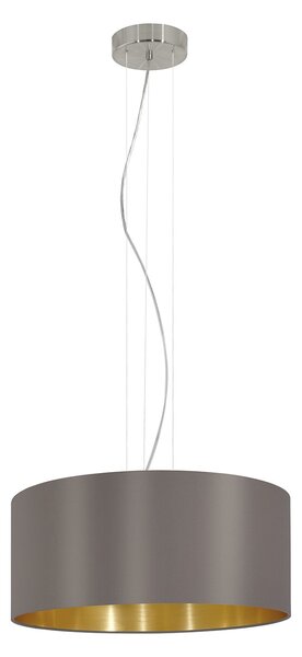 Lampadario A Sospensione Contemporaneo Maserlo Acciaio Nichel Oro 3 Luci E27