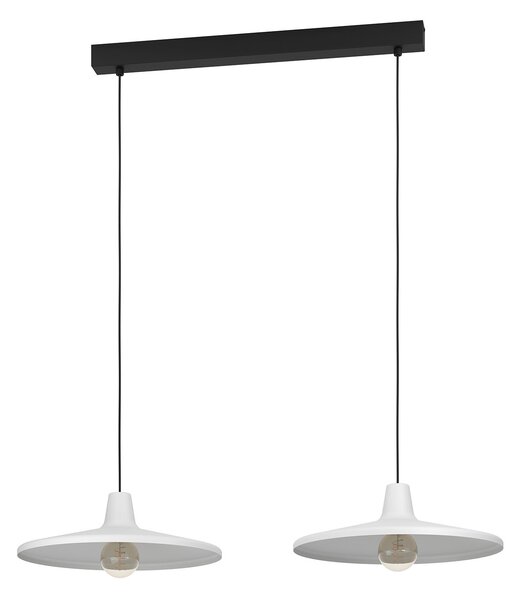 Lampadario A Sospensione Contemporaneo Miniere Acciaio Nero Grigio 2 Luci E27