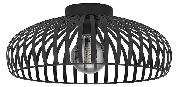 Plafoniera Minimal Mogano 3 Acciaio Nero 1 Luce E27