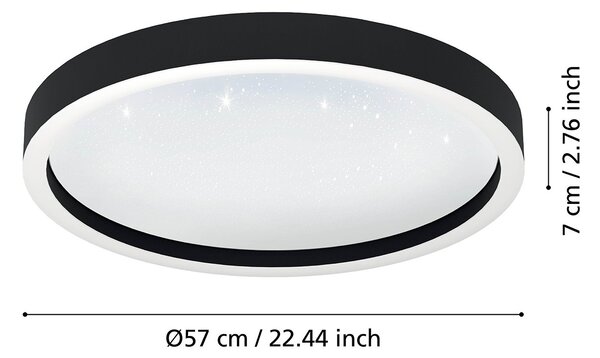 Plafoniera Moderna Montemorelos-Z Alluminio Nero Luce Led Integrato 34,5W