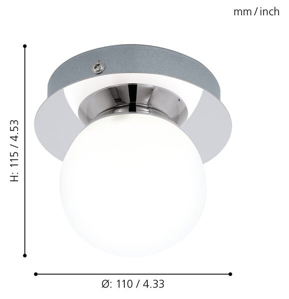 Plafoniera Moderna Mosiano Acciaio Cromo 1 Luce Led Integrato 3,3W