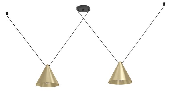 Lampadario A Sospensione Minimal Narices 1 Acciaio Nero Ottone 2 Luci E27