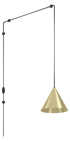 Lampadario A Sospensione Minimal Narices Acciaio Ottone Spazzolato 1 Luce E27