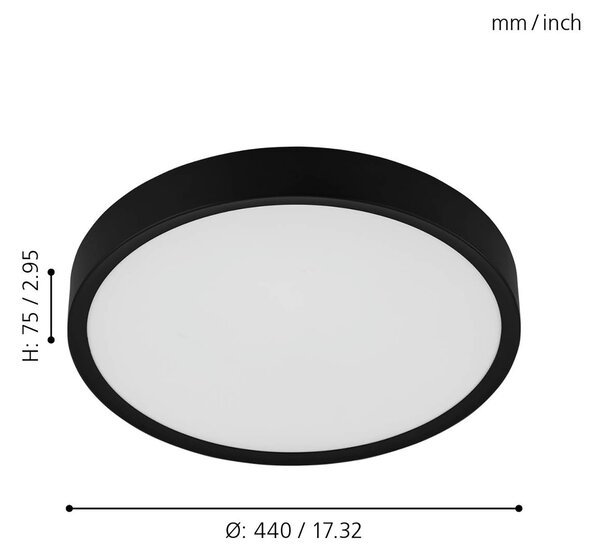 Plafoniera Contemporanea Musurita Policarbonato Nero 6 Luci Led Integrato 5,5W